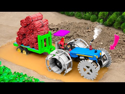 Diy making Trolley Heavy Truck full of Bricks loading | Rescue heavy tractor stuck in mud