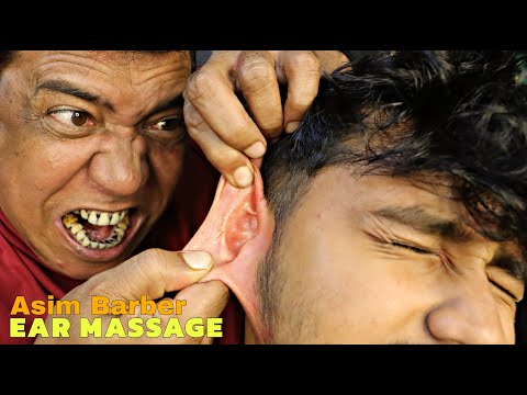 Ear Massage & Ear Fingering by Asim Barber | Earwax Removal | Head Massage & Neck Cracking | ASMR