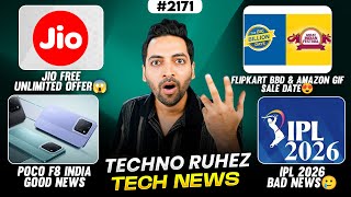 Jio Free Offer😱,Flipkart BBD & Amazon GIF Sale Date😍,POCO F8 India,IPL 2026 BadNews😥,GST GoodNews