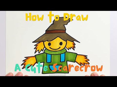 How to Draw a Cute Scarecrow | @beekeenkidsart