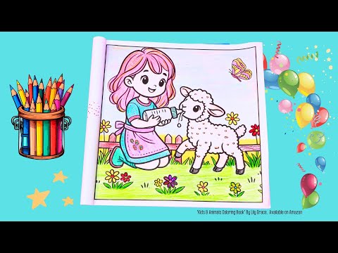 Kids & Animals | Cute Coloring Page for Children |Coloring Fun for Kids