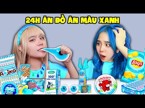 SAMMY VÀ MÈO SIMMY THỬ THÁCH 24H ĂN TẤT CẢ ĐỒ ĂN MÀU XANH