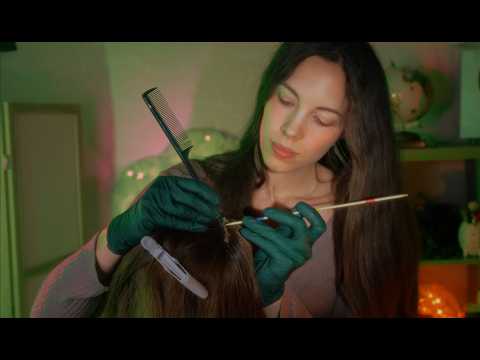 ASMR Relaxing Scalp Check & Dandruff Removal (Satisfying)