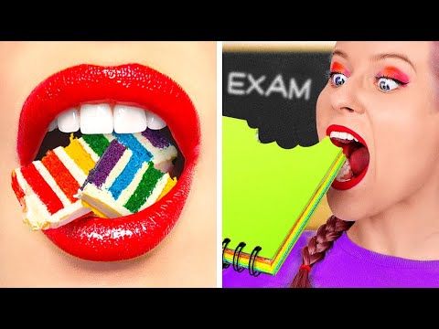 KIAT CERDAS MENYELUNDUPKAN MAKANAN & TRIK MAKEUP || Perlengkapan Sekolah DIY Kocak oleh 123 GO! GOLD