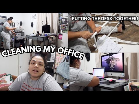 Cleaning my MESSY Office! | Putting the Desk Together | A Day of a single mom of 2