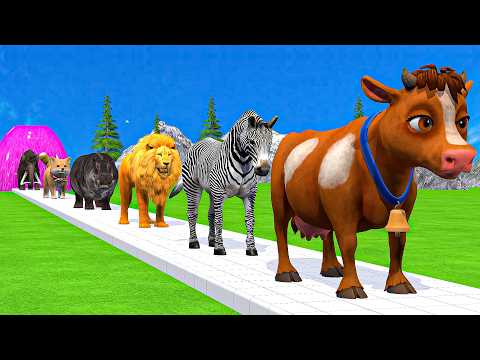 Paint Animals Duck,Tiger,Cow,Lion,Buffalo,Gorilla,Elephant,Dinosaur Fountain Crossing Animal Game Ne