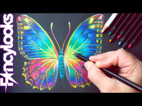 Cómo dibujar Mariposa arco iris desde cero, paso a paso