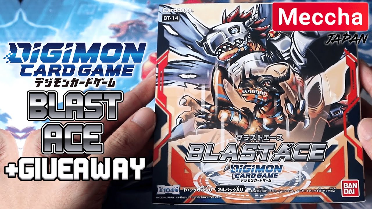 DIGIMON CARD GAME BT14 BLAST ACE Booster Box Opening + GIVEAWAY (Meccha Japan Collab)
