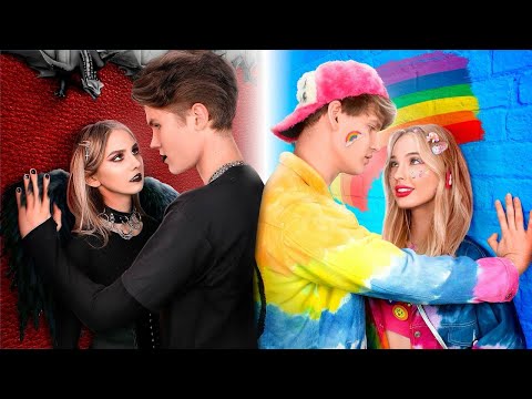 Pareja ArcoÃris VS Pareja Gótica || Padre Falso VS Padre Real en la Boda
