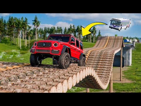 Cars vs Impossible Log Bridge BeamNG Drive Challenge Ends in Total Destruction!