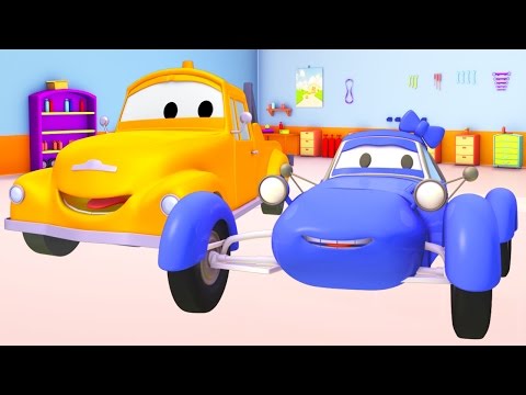 Tom la Grúa y el Coche de Carreras Azul en Auto City | Autos y camiones dibujos animados para niños