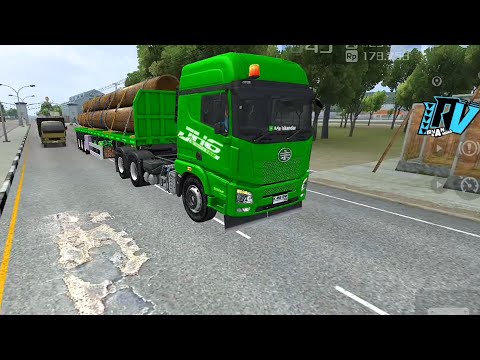 TRUK TRAILER  BESAR FAW  ANGKUT PIPA BESI BESAR DARI BOYOLALI || BUSSID