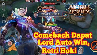 GUSION, EPIC COMEBACK MALING LORD AUTO WIN #gameplay #mobilelegends #wtrardhan