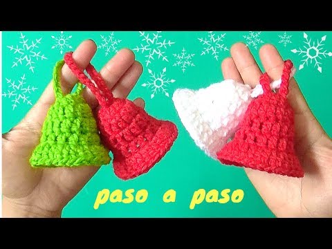 CAMPANAS NAVIDEÑAS TEJIDAS A CROCHET PASO A PASO   PARA DECORAR