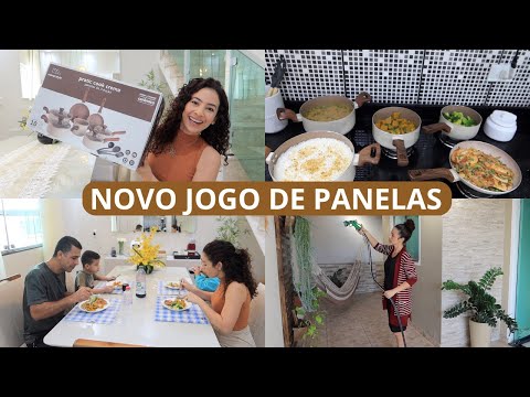 FUI NOTADA, CHEGARAM AS NOVAS PANELAS E JÁ TESTEI, ALMOÇO FRESQUINHO, LIMPEZA DA ÁREA EXTERNA