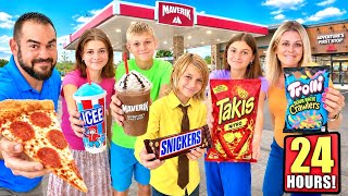 Eating ONLY Gas Station Food in Our COLOR for 24 HOURS!
