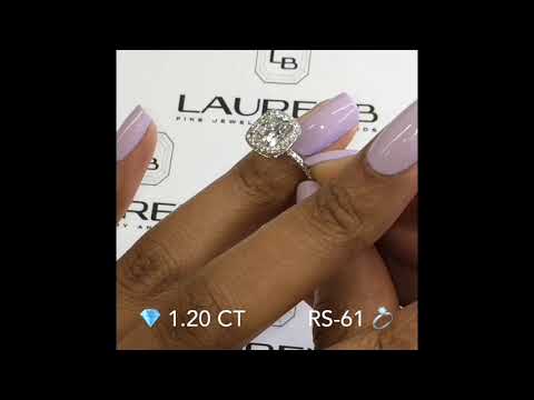 1.2 ct Cushion Cut Diamond Double Edge Halo Ring