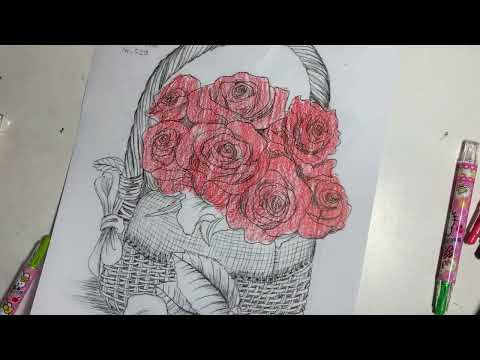 Hello everyone, today we will color the rose basket picture with me