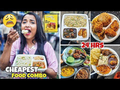 I ate CHEAPEST FOOD Combos for 24 Hours Challenge - 6 Best Food Combo in Kolkata - FOOD CHALLENGE