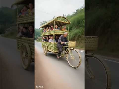 The village bamboo weaving master has woven such a beautiful bicycle. #竹针织工 #竹针织Bicycle