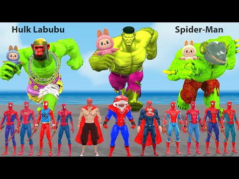 Game Playing Spider Man Hypnotized with Labubu in Granny Rescue Superman vs Hulk vs Game Superhero