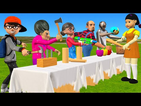 Scary Teacher 3D vs Squid Game 5 Times Challenge vs Wooden Door Water Sprayer Miss T vs Granny Loser