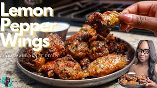 HOW TO MAKE LEMON PEPPER CHICKEN WINGS IN THE AIR FRYER | + HOMEMADE RANCH | QUICK 20-MIN RECIPE