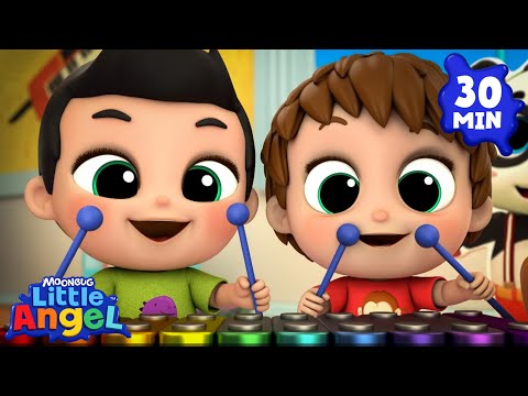 We Learn To Play Instruments | Little Angel 😇 | Kids Learn! | Nursery Rhymes | Sing Along