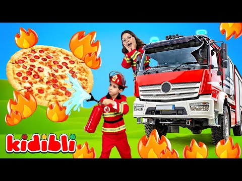 Firefighter kids Save burning Pizza! 🍕🔥  Safety Videos for Kids | Kidibli