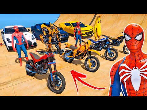 HOMEM ARANHA SALTO DA RAMPA COM CARROS - GTA V