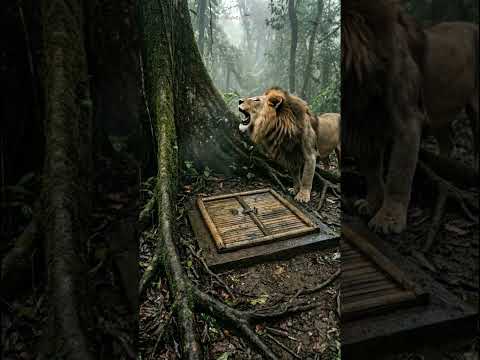 I Built a Hidden Jungle Bunker… But a Lion Found It 🦁😳