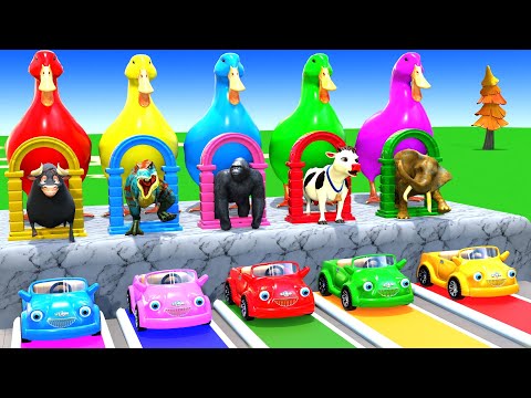 Long Slide Game With Elephant Gorilla Buffalo Hippopotamus Tiger 3d Animal Game Funny 3d Animals