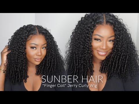 🔥New Texture! Curly With Finger Coil Ends Glueless Wig Beginner Friendly install. Ft. Sunber hair