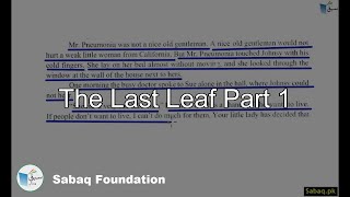 The Last Leaf Part 1