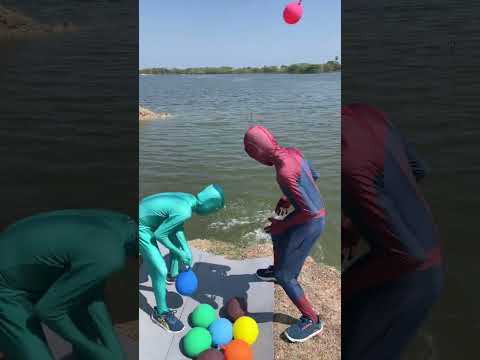 popping water balloon into rain water ,,..,,