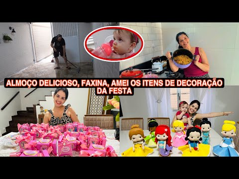 ALMOÇO 2 EM 1 | FAXINA | FEIRA + MOSTREI AS PRINCESAS E PERSONALIZADOS DA FESTA