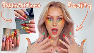 I tried to do Fruit nails and it turned out… so GOOD!!! 🍉🍋🍓🍍