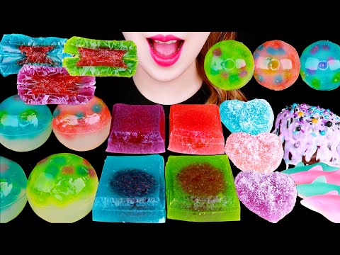 ASMR HOME MADE SILKY GEM, CRYSTAL CANDY, GALAXY FOOD EATING SOUNDS MUKBANG 갤럭시 우주 실키잼 코하쿠토 먹방 咀嚼音