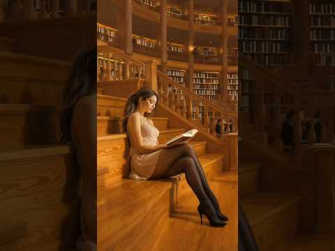 In a quiet library, a moment of fatigue seeping in among the books / 조용한 도서관, 책 속에서 잠시 스며든 피곤함
