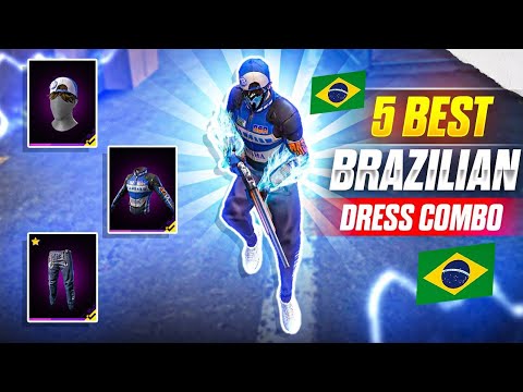 FREE FIRE TOP 5 GOD LEVEL BRAZILIAN DRESS COMBINATION🇧🇷 || BEST DRESS UP LIKE BRAZILIAN PLAYER 🤯