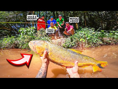 PESQUEI UM DOURADO GIGANTE NO RIOZINHO DO ACAMPAMENTO 🏕️ 🎣!!!