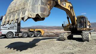 Transporting On Site: CAT 365B & 352F Excavators With MAN TGX & Lowboy Trailer - Fasoulas Transports