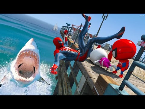 BEBE HOMEM ARANHA E GWEN JOGARAM SEU PAI PARA O TUBARÃO MEGALODON no GTA 5