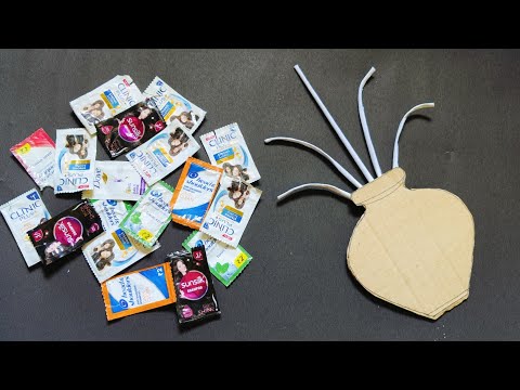 2 Easy Best Out Of Waste Craft Idea | Waste Shampoo Packets and Cardboard Reuse | Home Decoration