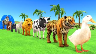 Paint Animals Duck,Tiger,Cow,Lion,Horse,Gorilla,Elephant,Dinosaur Fountain Crossing Animal Game New