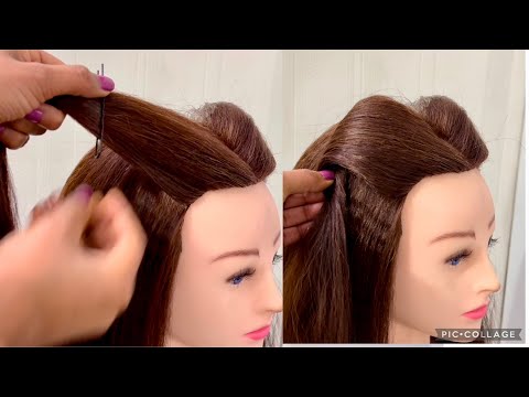 Both Side Puff hairstyle with You Pin | Simple hairstyle for women | Maang Tikka Hair style girl