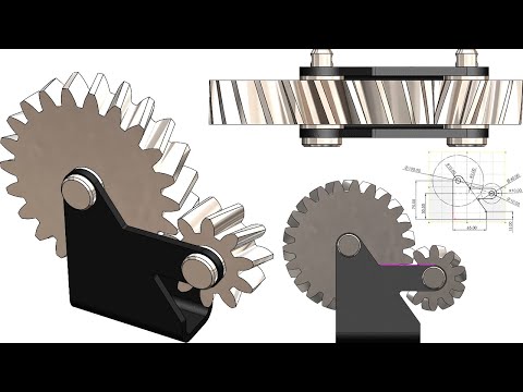 Mechanism 53: Helical gears (side & angel) - different ratio- SolidWorks Tutorial