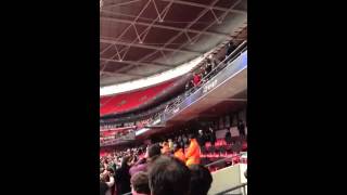 York city lift the playoff final trophy v Luton town