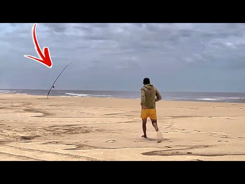 FOI SURREAL A PANCADA, O SUSTO FOI MAIOR AINDA, PEIXE SINISTRO! Pesca de praia 2024