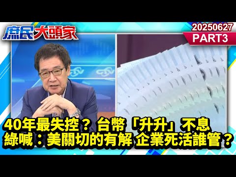 40年最失控？ 台幣「升升」不息 綠喊：美關切的有解 企業死活誰管？《庶民大頭家》PART 3 20250627 #鄭麗文 #費鴻泰 #李勝峯 #謝寒冰@庶民大頭家​
